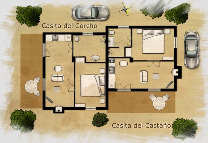 Plano de Casita del Castaño, casa rural en Huelva