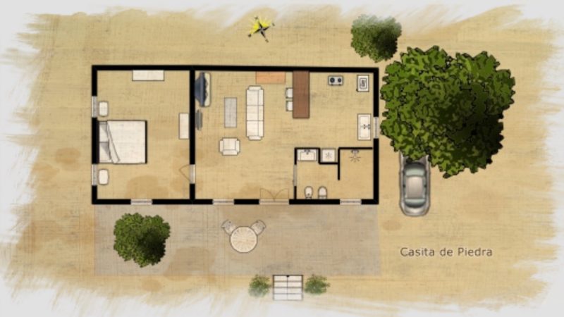 Plano de Casita de Piedra, casa rural en Huelva